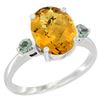 Image 1 : 2.64 CTW Quartz & Green Sapphire Ring 10K White Gold - REF-23H7M