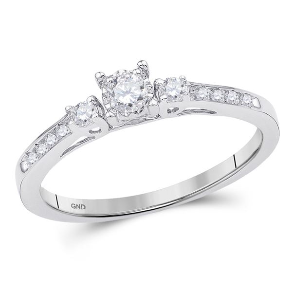 Round Diamond 3-stone Promise Ring 1/6 Cttw 10KT White Gold