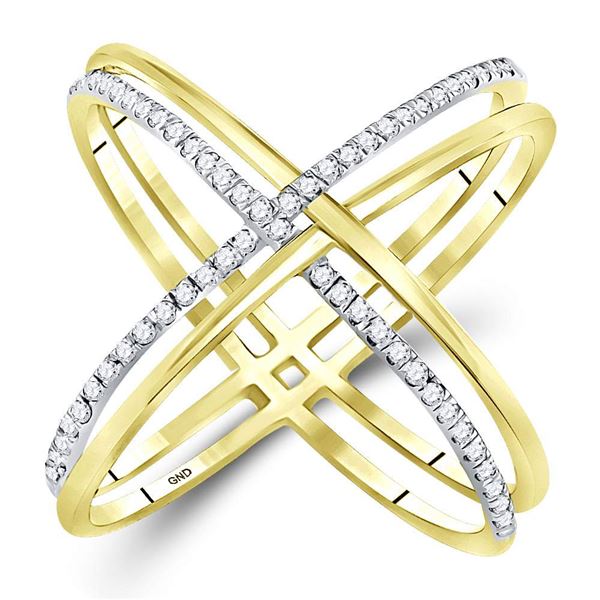 Round Diamond Crossover Band Ring 1/3 Cttw 10KT Yellow Gold