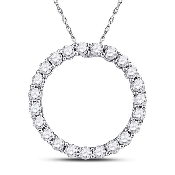 Round Diamond Circle Pendant 1/4 Cttw 14KT White Gold