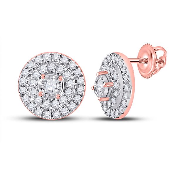 Round Diamond Circle Earrings 1/4 Cttw 10KT Rose Gold