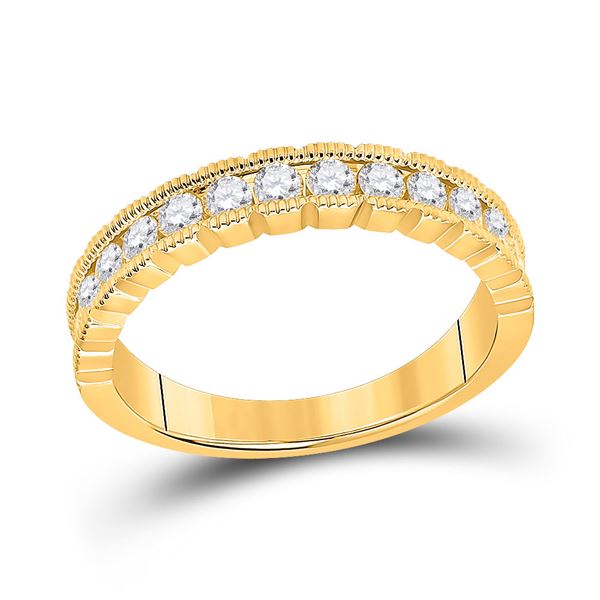 Round Diamond Single Row Band Ring 1/2 Cttw 14KT Yellow Gold