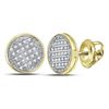 Image 1 : Round Diamond Circle Disk Cluster Earrings 1/8 Cttw 10KT Yellow Gold