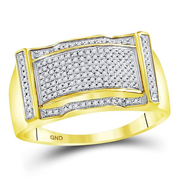 Round Diamond Rectangle Cluster Ring 1/3 Cttw 10KT Yellow Gold