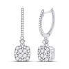 Image 1 : Round Diamond Square Dangle Earrings 1 Cttw 14KT White Gold