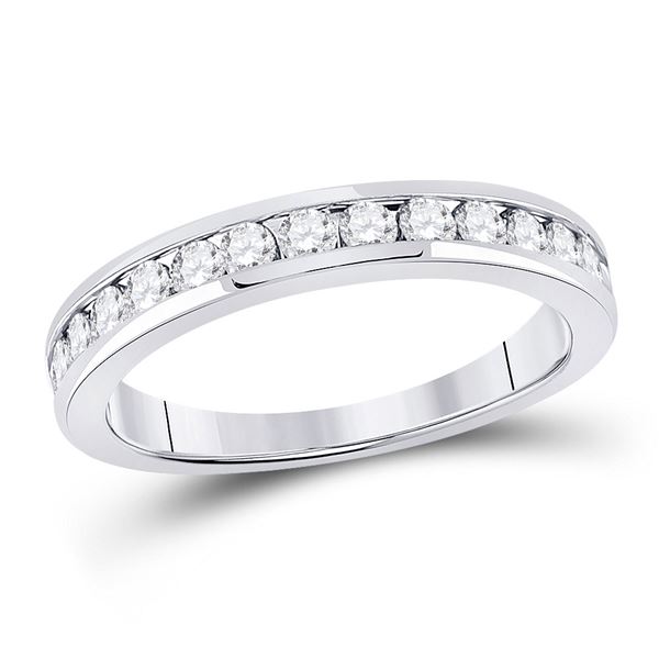 Round Diamond Wedding Single Row Band 1/2 Cttw 14KT White Gold