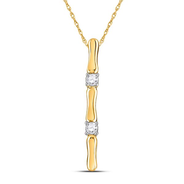 Round Diamond Vertical Bar Necklace 1/10 Cttw 10KT Yellow Gold