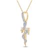 Image 2 : Baguette Diamond Snake Ankh Cross Charm Pendant 1-1/5 Cttw 10KT Yellow Gold