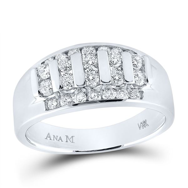 Round Diamond Wedding Channel Set Band Ring 1 Cttw 14KT White Gold