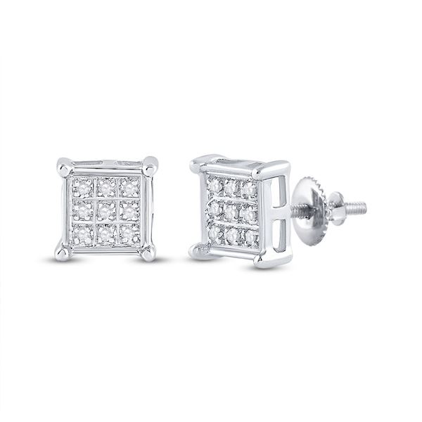 Round Diamond Square Earrings 1/20 Cttw 10KT White Gold