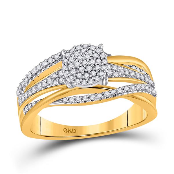 Round Diamond Woven Cluster Ring 1/3 Cttw 10KT Yellow Gold