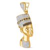 Image 2 : Round Red Color Enhanced Diamond Pharaoh Nefertiti Pendant 1 Cttw 10KT Yellow Gold