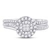 Image 2 : Bridal Wedding Ring Band Set 1/2 Cttw 14KT White Gold