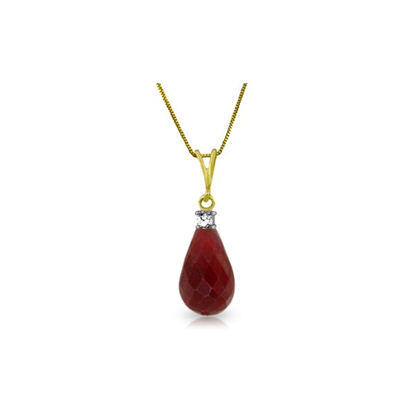 Genuine 8.85 ctw Ruby & Diamond Necklace 14KT Yellow Gold - REF-26N2R