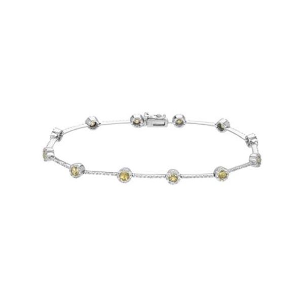 Natural 2.41 CTW Yellow Sapphire & Diamond Bracelet W=4MM 14K Gold - REF-120T6X