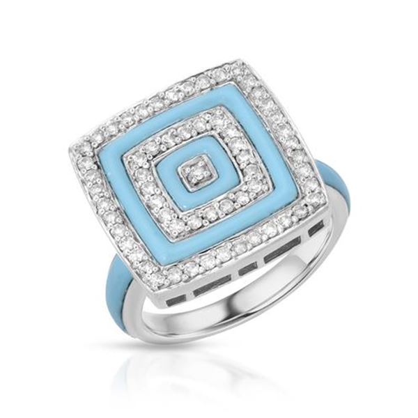 Natural 2.48 CTW Turquoise & Diamond Ring 14K White Gold - REF-87T3X