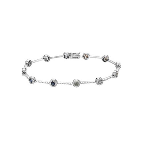 Natural 3.11 CTW Multi-Sapphire & Diamond Bracelet 14K White Gold - REF-141W3H