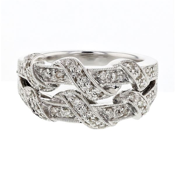 Natural 0.35 CTW Diamond Ring 14K White Gold - REF-79K2R