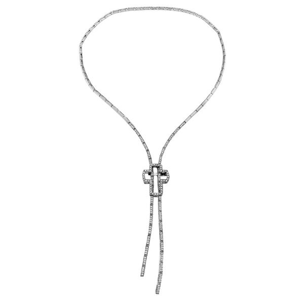 Natural 1.39 CTW Diamond Necklace 18K White Gold - REF-327W6H