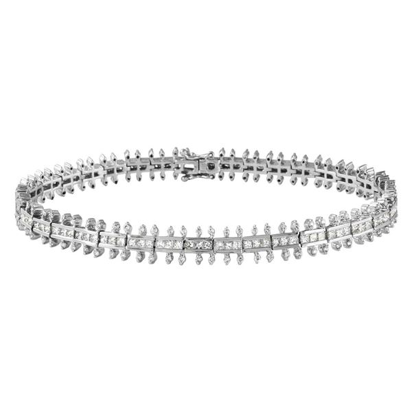 Natural 3.73 CTW Princess Diamond Bracelet 14K White Gold - REF-424F8M