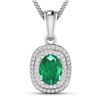 Image 1 : Natural 2.46 CTW Zambian Emerald & Diamond Pendant 14K White Gold - REF-53T2H