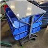 Image 1 : DOUBLE SIDED METAL STORAGE BIN RACK WITH STORAGE BINS