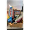 Image 2 : 2 BOXES OOF BURTON STUFFED ANIMALS, KIDS BOOKS, DVDS