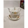 Image 2 : AYNSLEY 2 PIECE TEAPOT WITH CUP AND SAUCER AND AYNSLEY CUP AND SAUCER