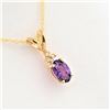 Image 2 : NEW 10TKT YELLOW GOLD GENUINE .35CT  AMETHYST AND .01CT DIAMOND PENDANT W/ STERLING CHAIN W/ APPRAIS