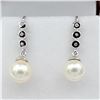 Image 1 : NEW STERLING SILVER GENUINE SHELL PEARL AND CZ EARRINGS - RETAIL $150
