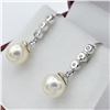 Image 2 : NEW STERLING SILVER GENUINE SHELL PEARL AND CZ EARRINGS - RETAIL $150