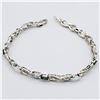 Image 2 : NEW STERLING SILVER GENUINE EMERALD AND SYNTHETIC OPAL AND DIAMOND BRACELET W/ APPRAISAL $905