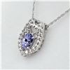 Image 2 : NEW STERLING SILVER GENUINE TANZANITE AND WHITE SAPPHIRE PENDANT W/ STERLING CHAIN W/ APPRAISAL $985