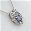 Image 3 : NEW STERLING SILVER GENUINE TANZANITE AND WHITE SAPPHIRE PENDANT W/ STERLING CHAIN W/ APPRAISAL $985