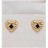 Image 1 : NEW 10KT GOLD GENUINE SAPPHIRE HEART EARRINGS W/ APPRAISAL $895