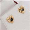 Image 2 : NEW 10KT GOLD GENUINE SAPPHIRE HEART EARRINGS W/ APPRAISAL $895