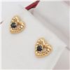 Image 3 : NEW 10KT GOLD GENUINE SAPPHIRE HEART EARRINGS W/ APPRAISAL $895