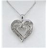 Image 1 : NEW STERLING SILVER DIAMOND HEART PENDANT W/ 18" STERLING CHAIN W/ APPRAISAL $1255