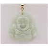 Image 1 : NEW 14KT YELLOW GOLD GENUINE JADEITE BUDDHA PENDANT W/ STERLING SILVER YELLOW GOLD PLATED CHAIN W/ A