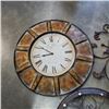 Image 2 : LARGE METAL CLOCK WITH 2 METAL CIRCULAR WALL HANGINGS