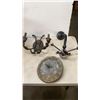 Image 2 : BOX OF LIGHT FIXTURES, METAL CLOCK, CANDLESTICKS