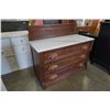 Image 2 : ANTIQUE STONE STOP 3 DRAWER DRESSER WITH CARVED GALLERY