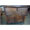 Image 2 : ANTIQUE CANADIANA CARVED SERPENTINE FRONT SERVING CABINET WITH LARGE GALLERY