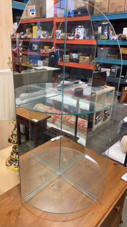 37 quot MIRRORED KNICK KNACK SHELF WITH GLASS SHELVES AND METAL 4FT CANDLE 37 quot MIRRORED KNICK KNACK SHELF WITH GLASS SHELVES AND METAL 4FT CANDLE