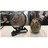 Image 1 : HAND PAINTED EASTERN CERAMIC EGG AND EASTERN SHADOW BOX STAND
