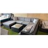 Image 2 : BRAND NEW BLACK RATTAN U-SHAPE PATIO SECTIONAL SOFA W/ OTTOMAN AND COFFEE TABLE - RETAIL $2899