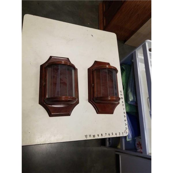 2 GLASS STORAGE WALL SCONCES