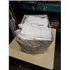 Image 1 : TOTE OF ESTATE TOWELS AND LINENS - APPEAR TO BE AS NEW CONDITION AND HIGH QUALITY