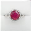 Image 1 : NEW STERLING SILVER NATURAL RUBY AND CZ RING SIZE 6 W/ APPRAISAL $935