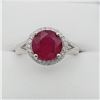 Image 2 : NEW STERLING SILVER NATURAL RUBY AND CZ RING SIZE 6 W/ APPRAISAL $935